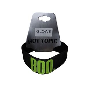 Hot Topic Boo Glow In The Dark Rubber Wristband Black Green Halloween Emo Scene